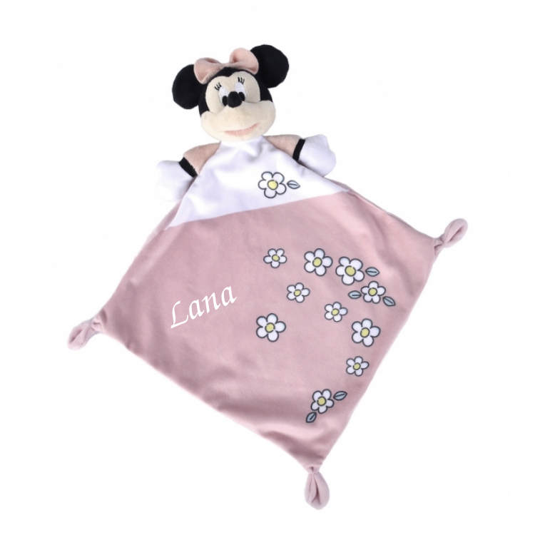  - minnie souris - plat rose blanc fleur 25 cm 